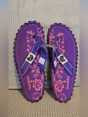 Purple Floral Sandals with Pink Print